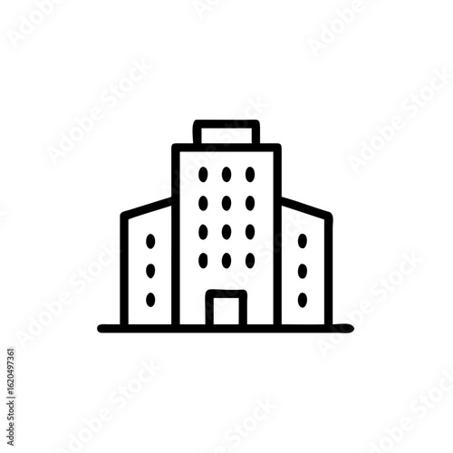 Outline icon a multi story building with windows entrance hotel architecture 1