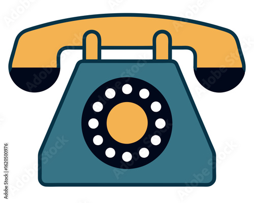 Retro rotary dial telephone silhouette