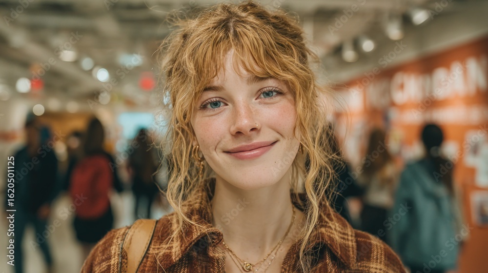 custom made wallpaper toronto digitalClose-up of a young woman with a warm smile and curly hair