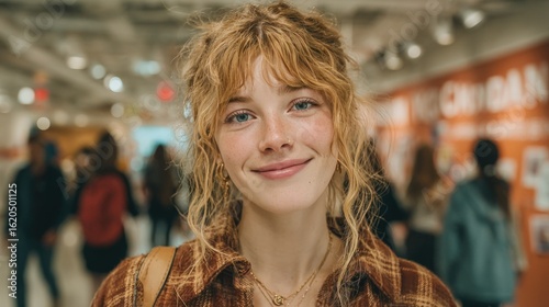 Wallpaper Mural Close-up of a young woman with a warm smile and curly hair Torontodigital.ca