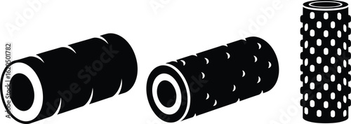 Foam Roller Silhouette Icon Vector Set for Fitness and Recovery