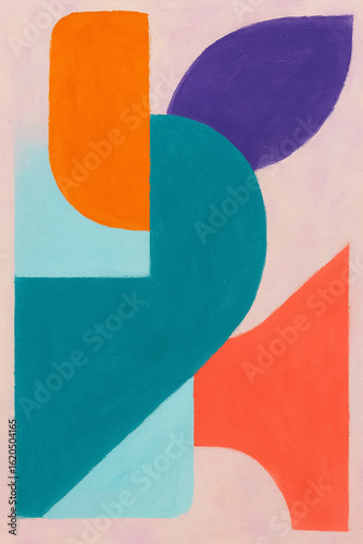 Modern abstract geometric composition in vibrant retro colors