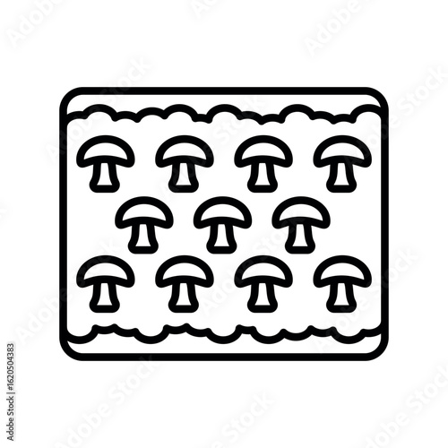 extensive mushroom cultivation black line icon for digital and print projects.
