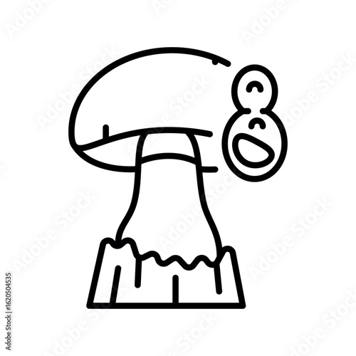 mushroom spores black line icon for digital and print projects.