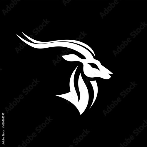 Monochrome Horned Blackbuck Logo Set