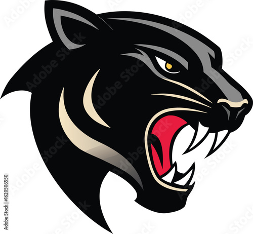 head of panther, colorful panther head, vector icon isolated on transparent background