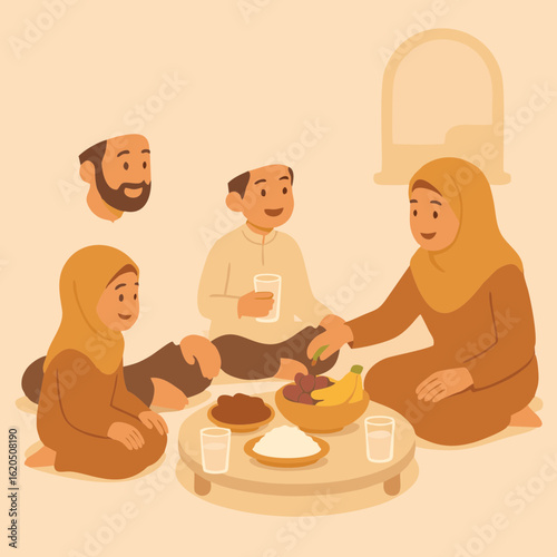 Vector illustration of a modern Muslim woman wearing hijab and modest fashion walking in a city park. Perfect for Islamic lifestyle, urban hijab fashion, female empowerment, or cultural diversity