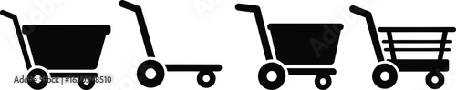 Utility Cart Silhouette Icon Vector Set for Industrial and Office Use