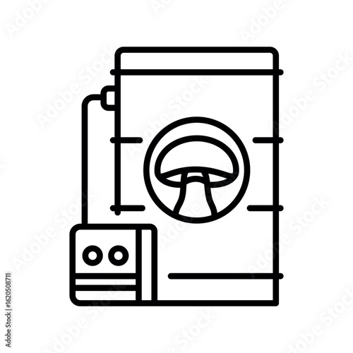 mushroom pasteurization black line icon for digital and print projects.