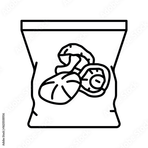 dried mushrooms black line icon for digital and print projects.