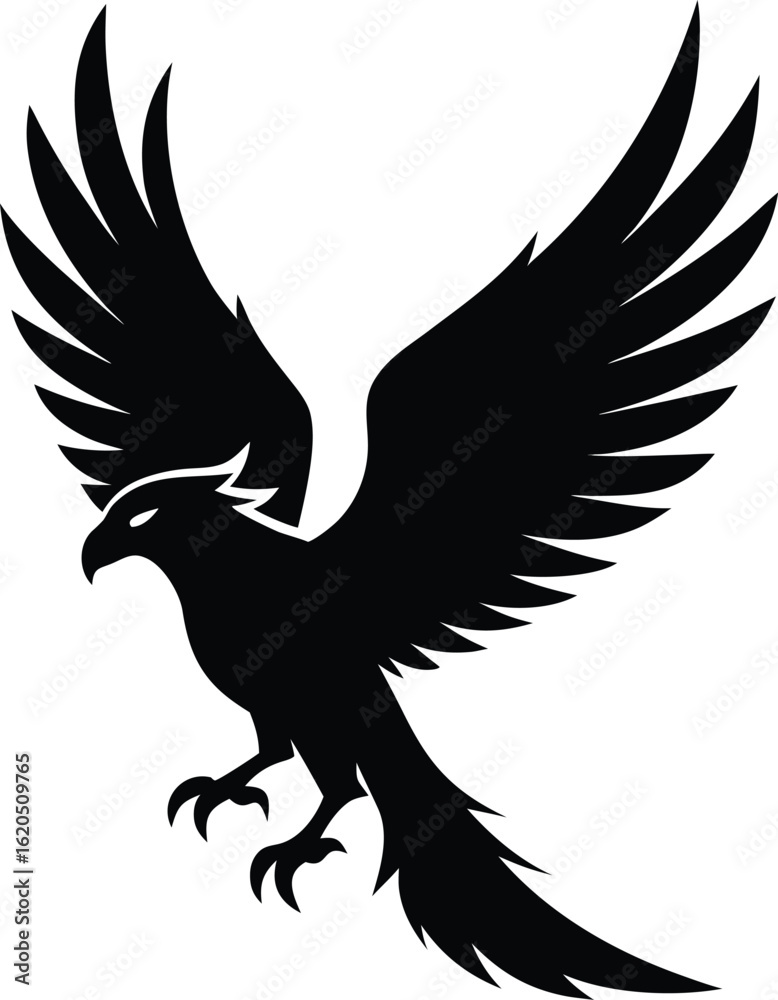 Fototapeta premium eagle with wings, eagle trying to fly, eagle silhouette vector icon isolated on transparent background