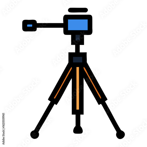 Simple black tripod with blue screen silhouette