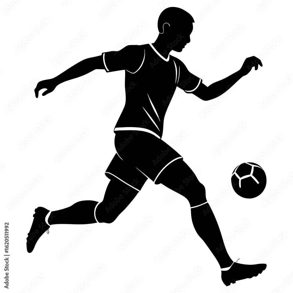 Naklejka premium Soccer player kicking ball silhouette vector
