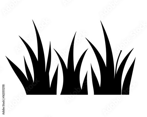 Black silhouette of tall grass blades