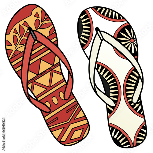 flip flops vector ilustration with animal print