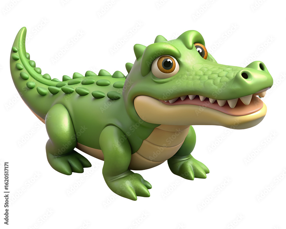 Fototapeta premium 3D cartoon crocodile in PNG format