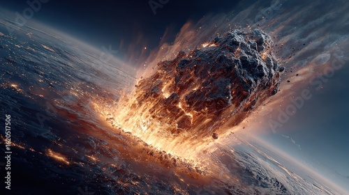 Fiery asteroid impact on a planet