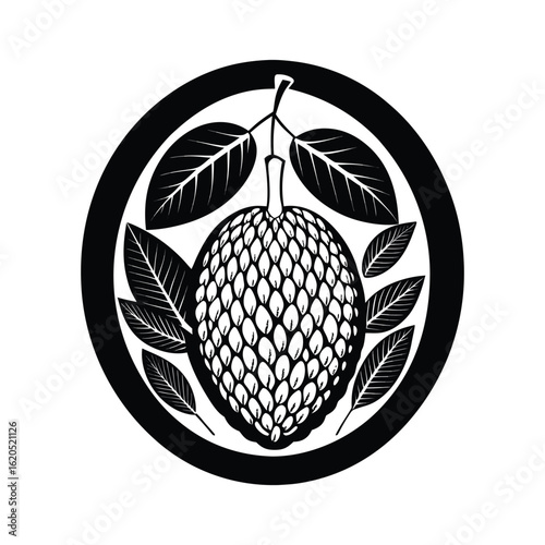 Custard Apple Crest in a Circular Frame
