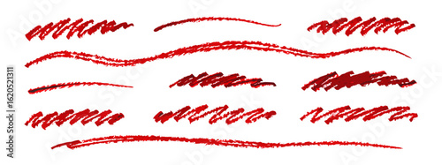 Red Crayon Scribble Texture Set: Hand Drawn Lines & Marks