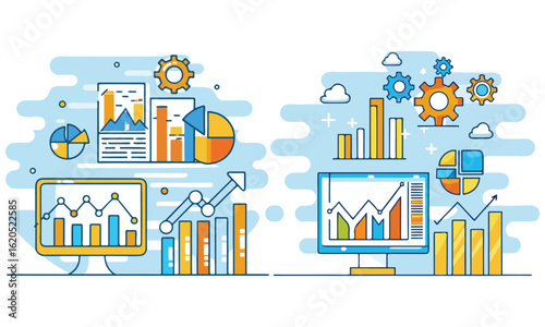 Flat Design Business & Startup Scenes vector