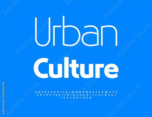 Vector Stylish icon Urban Culture. Modern White Font. Typography Trendy Alphabet Letters and Numbers.