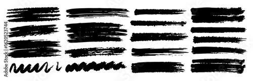 Black Ink Brush Strokes: Grunge Texture Set