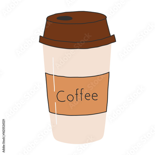 Hand drawn coffee art. Trendy style. Coffee drink cup. Isolated for white background