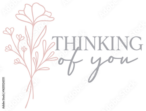 Thinking of You | Floral Sympathy Art | Vector Flower Illustration