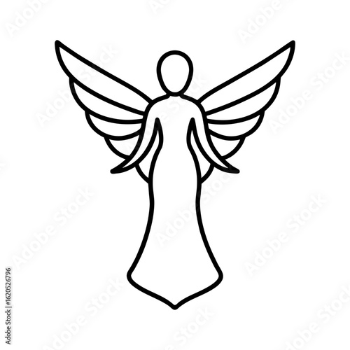 Graceful angel line art for religious spiritual and decorative use Vector illustration