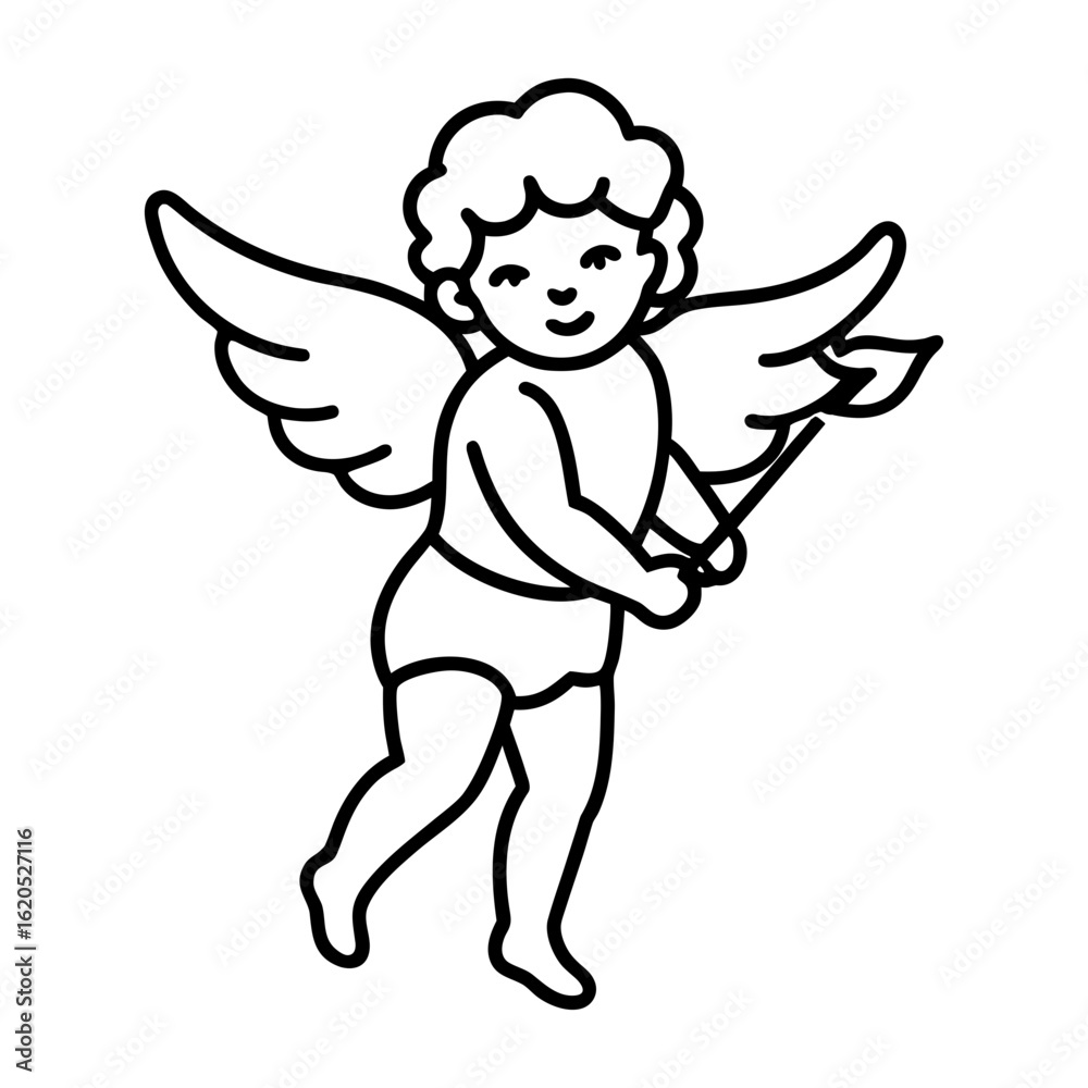 custom made wallpaper toronto digitalFlying cupid line art perfect for romantic and wedding designs Vector illustration