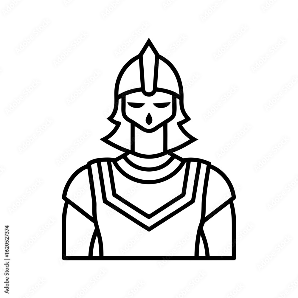 Obraz premium Heroic knight line art character for medieval battles and fantasy stories Vector illustration