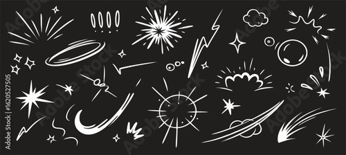 Hand-drawn Sparkle & Burst Elements: Design Assets