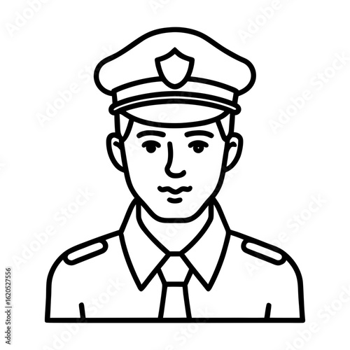 Police officer line art icon for law enforcement justice and community safety Vector illustration
