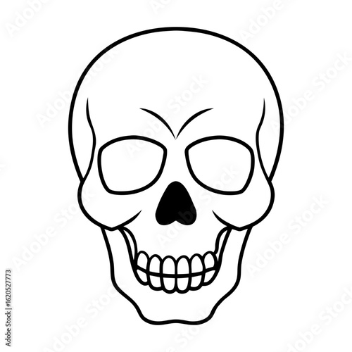 Creepy skull line art icon for Halloween horror and dark themed designs Vector illustration