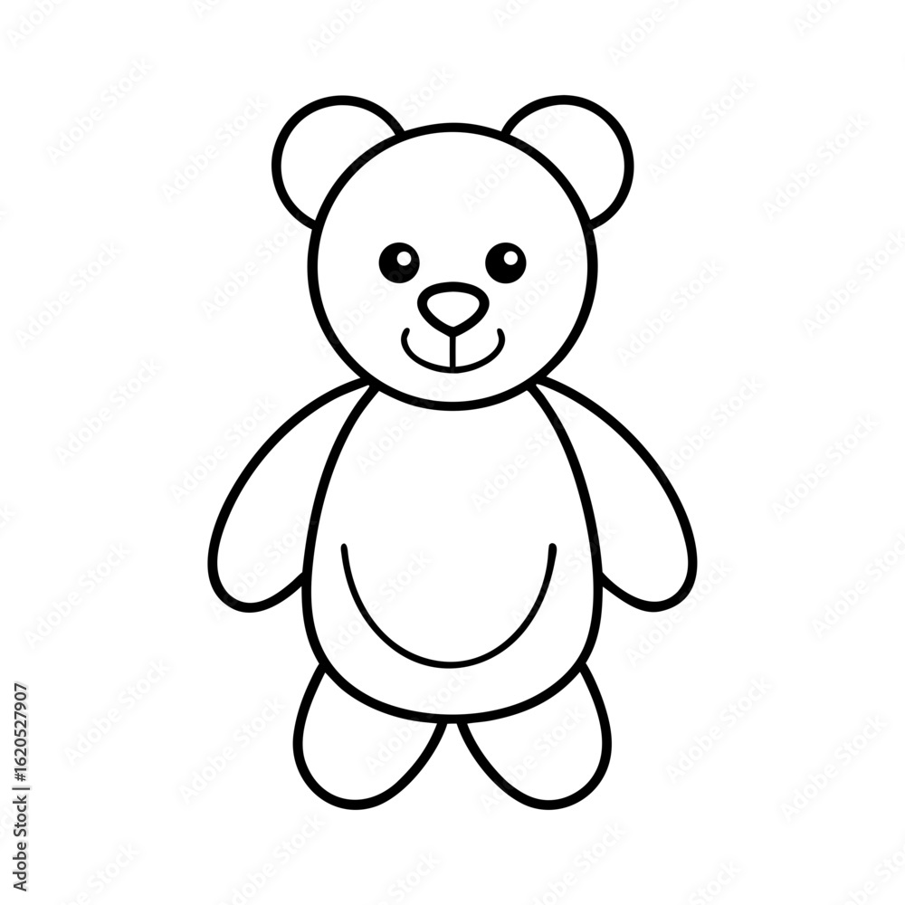 Fototapeta premium Cute teddy bear line art icon for childhood gifts nursery and toy designs Vector illustration