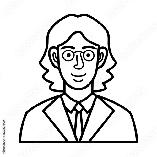 Thoughtful teacher line art symbol for education classroom and learning themes Vector illustration