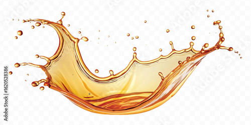 realistic smooth liquid gold or oil  splashes in curve style  isolated on transparent background