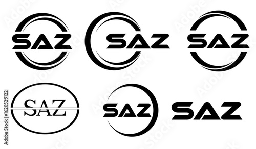 SAZ letter logo design with white background in illustrator, cube logo, vector logo, modern alphabet font overlap style. calligraphy designs for logo, Poster, Invitation, etc.
