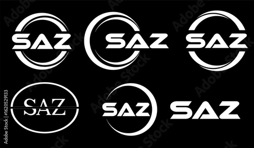 SAZ letter logo design with black background in illustrator, cube logo, vector logo, modern alphabet font overlap style. calligraphy designs for logo, Poster, Invitation, etc.