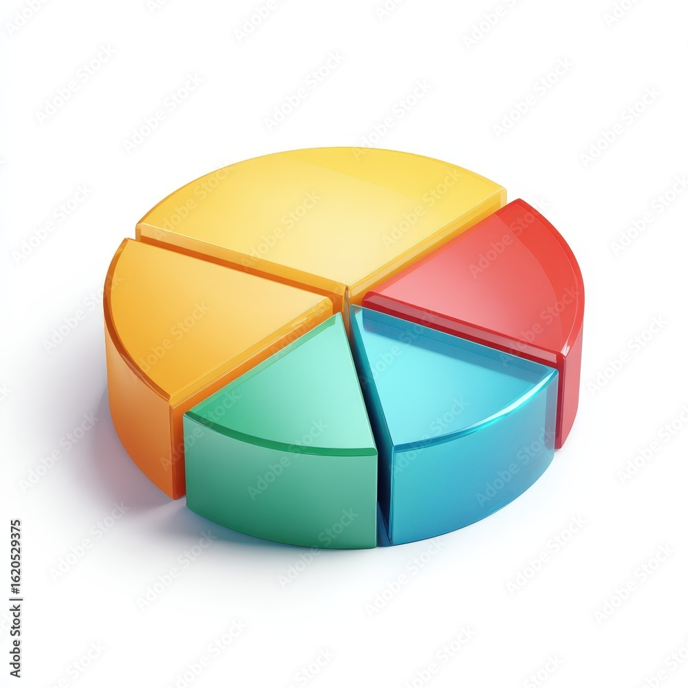 Fototapeta premium Colorful 3D Pie Chart Data Visualization for Business Reports and Presentations