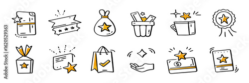 Reward Icons: Loyalty Program, Stars, Gifts, Shopping