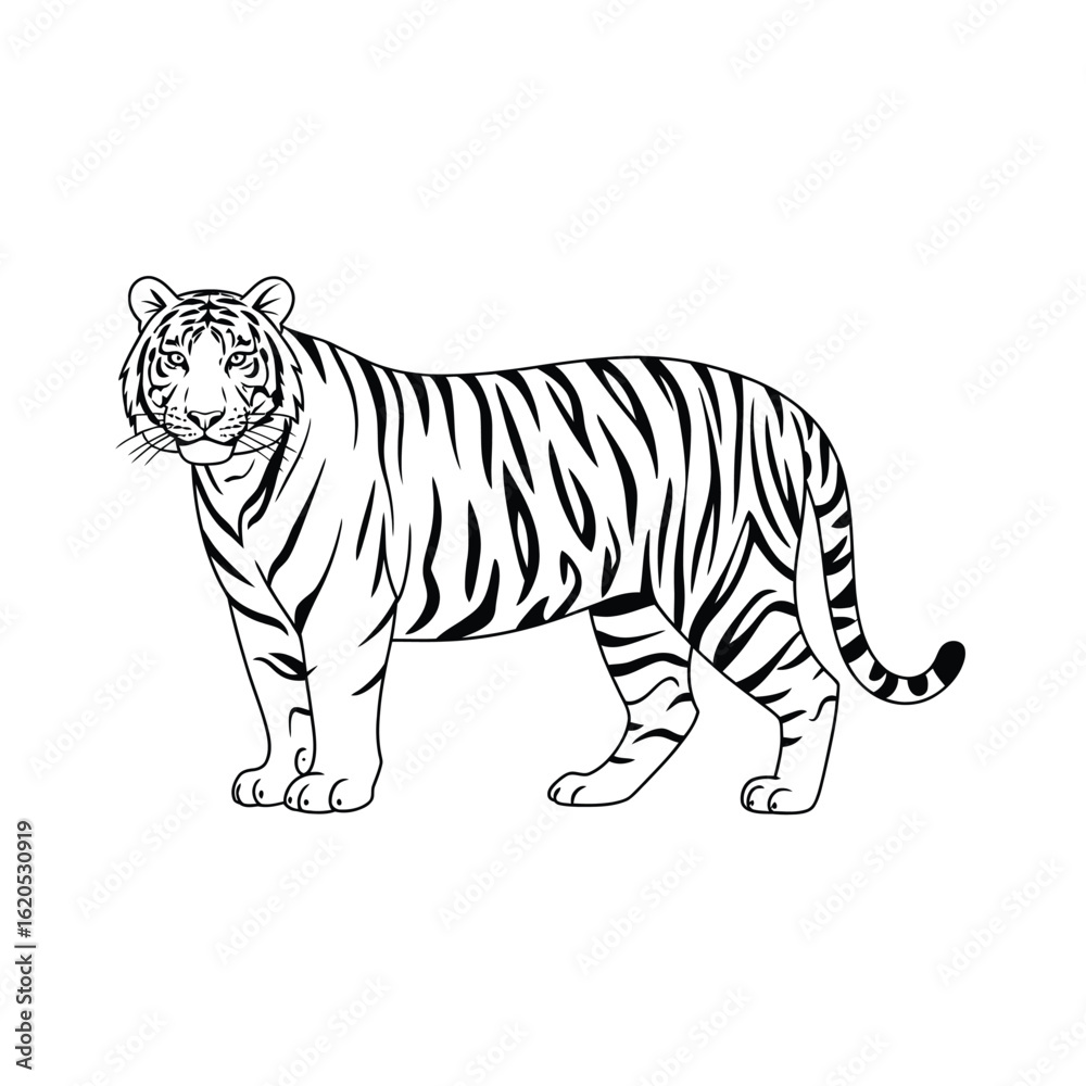 Fototapeta premium Tiger Standing Profile animal feline