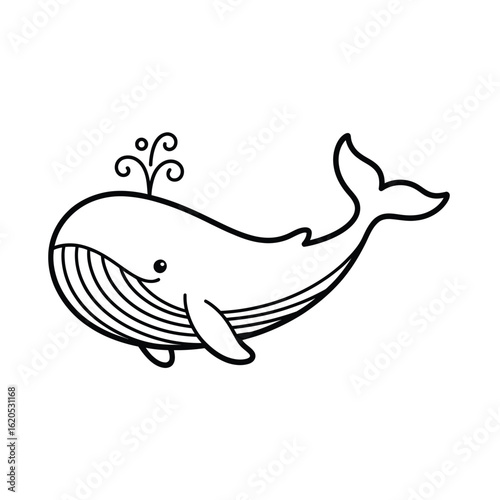 Whimsical whale spouting water marine ocean