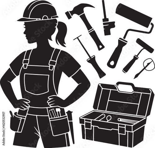 American Worker Silhouette Illustration

Hardworking Laborer Silhouette Vector

Construction Worker with Tools Silhouette

Strong American Worker Outline Art

Industrial Worker Silhouette Design