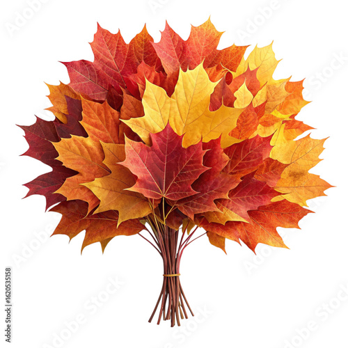 Autumn maple leaves bouquet isolated on transparent background