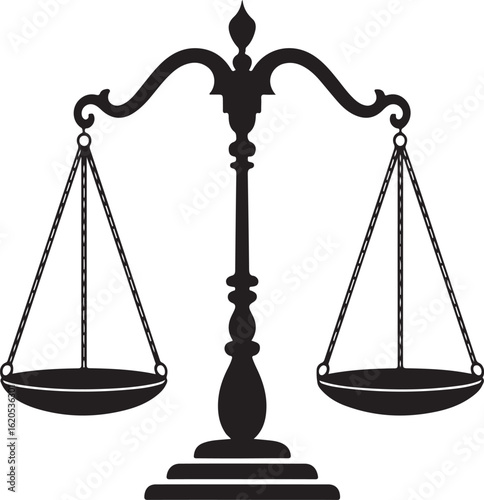 Classic justice scales silhouette symbol of law and balance