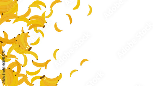 Flying yellow ripe banana, Food levitation concept. background, card, banner