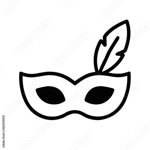 Party Mask. Elegant masquerade eye cover with single feather