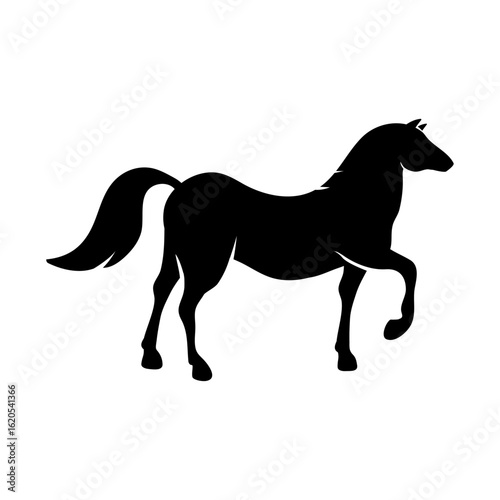 Elegant trotting horse vector logo, a graceful animal silhouette design