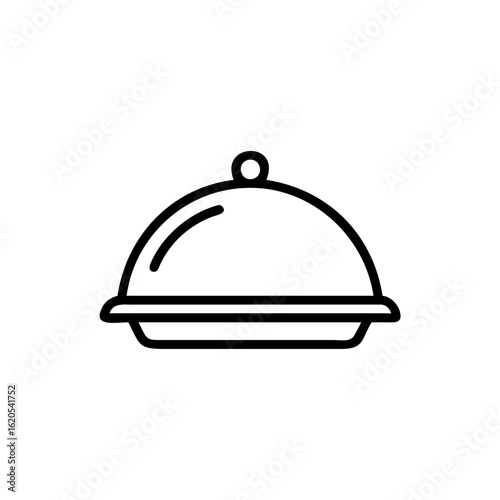 Outline food cloche icon on tray service